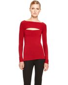 Donna Karan New York Long Sleeve Top With Slash - Lyst