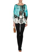 Roberto Cavalli Silk Feather Print Top - Lyst
