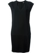 DKNY Lace Side Panelled Crepe Dress - Lyst