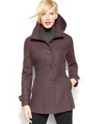 Kenneth Cole Reaction Petite Hooded Single-Breasted Walker Coat - Lyst