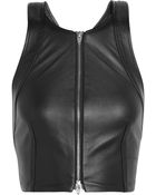 T By Alexander Wang Leather Cross-Back Leather Top - Lyst