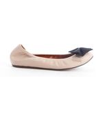 Lanvin Nude Leather Black Bow Detail Ballet Flats - Lyst