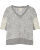 Mason by Michelle Mason Leather-Trimmed Knitted Sweater - Lyst
