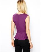 Asos Peplum Top with Lace Inserts - Lyst