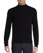Saks Fifth Avenue Black Cashmere Half-Zip Sweater - Lyst