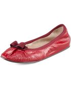 Ferragamo My Joy Patent Leather Ballerina Flat - Lyst