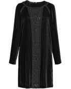Alberta Ferretti Long Sleeve Velvet Dress - Lyst