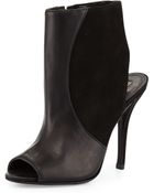 Schutz Quazar Leather Peep-Toe Bootie - Lyst