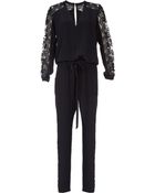 Mason by Michelle Mason Silk Jumpsuit With Lace Sleeves - Lyst