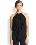 Michael Kors Silk Ruffle-Front Top - Lyst