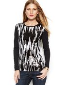 Michael Kors Michael Petite Sequin Ikat-Print Tee - Lyst