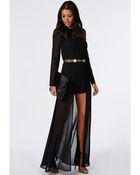 Missguided Tina Chiffon Maxi Overlay Playsuit Black - Lyst
