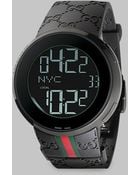 Gucci I- Collection Black Digital Watchgreen Red Green Strap - Lyst