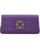 Manolo Blahnik Gothisi Crystal-Buckle Satin Clutch Bag - Lyst