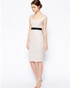 Asos Bow Back Lace Pencil Dress - Lyst