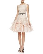 Milly Tara Belted Cocktail Dress W Ruffled Skirt - Lyst