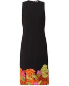 Bottega Veneta Flower-embroidered Crepe Dress - Lyst