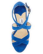 Jimmy Choo Lottie Suede Crisscross Sandal - Lyst