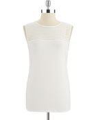 Vince Camuto Petite Sheer Striped Sleeveless Top - Lyst