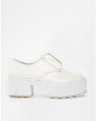 Cheap Monday White Glitter Square Toe Heeled Ankle Boots - Lyst