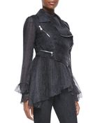 Christopher Kane Snakeskin-Print Abstract Frill Biker Jacket - Lyst