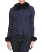 Belle Fare Reversible Rabbit Fur/Ruched Jacket - Lyst