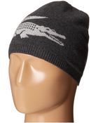 Lacoste Large Contrast Croc Jacquard Wool Beanie - Lyst