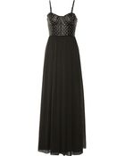 Alice + Olivia Ciel Leather And Crinkled-Chiffon Maxi Dress - Lyst