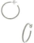 Nadri Pave Hoop Earrings - Lyst