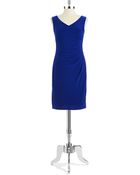 Anne Klein V Neck Sheath Dress - Lyst