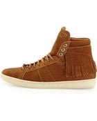 Saint Laurent Suede Fringe High-Top Sneaker - Lyst
