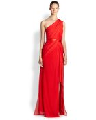 Notte By Marchesa Draped Chiffon One-Shoulder Gown - Lyst