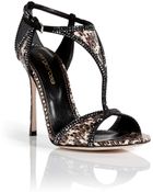 Sergio Rossi Snake-skin Sandals with Crystal Embellishment - Lyst
