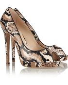 Oscar de la Renta Kuwana Snake-Effect Leather Pumps - Lyst