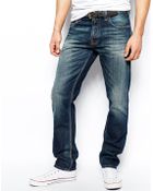 Nudie Jeans Steady Eddie Straight Fit Organic Whistle Blue - Lyst