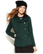 Jou Jou Hooded Double-Breasted Peacoat - Lyst