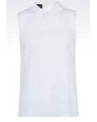 Emporio Armani Silk Top With Shirt Collar - Lyst