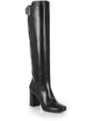 Prada Leather Knee-High Buckle Boots - Lyst
