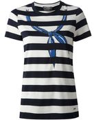 Ferragamo Striped Bow Detail Tshirt - Lyst