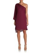 Halston Heritage Pleated Oneshoulder Dress - Lyst