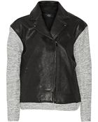 Tibi Freya Leather And Jersey Biker Jacket - Lyst