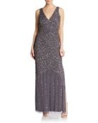 Aidan Mattox Beaded & Sequined Double V-Neck Gown - Lyst