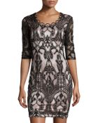 Jax Half-Sleeve Lace Cocktail Dress - Lyst