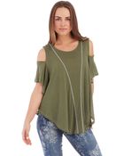 Free People Asymmetrical Tee with Shoulder Cut Outs - Lyst