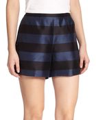 Tibi Escalante Striped Silk Shorts - Lyst