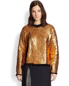 3.1 Phillip Lim Crackcoated Fleece Sweatshirt - Lyst
