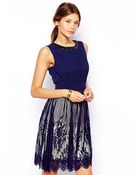 Little Mistress Embroidered Mesh Prom Dress With Necklace Detail - Lyst