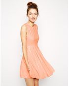 Asos Mesh And Sequin Skater Dress - Lyst