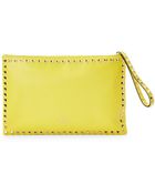 Valentino Yellow Rockstud Clutch - Lyst
