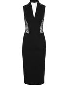 L'Wren Scott Lace-Paneled Wool-Blend Gabardine Dress - Lyst